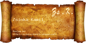 Zsinka Kamil névjegykártya